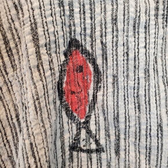 Alegre Hand Painted Fish Nautical Cape Stripe Artsy Cropped Top Size‎ Medium - Picture 4 of 9